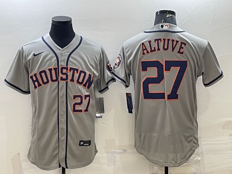 Men Houston Astros 27 Altuve Grey Elite Nike 2022 MLB Jersey